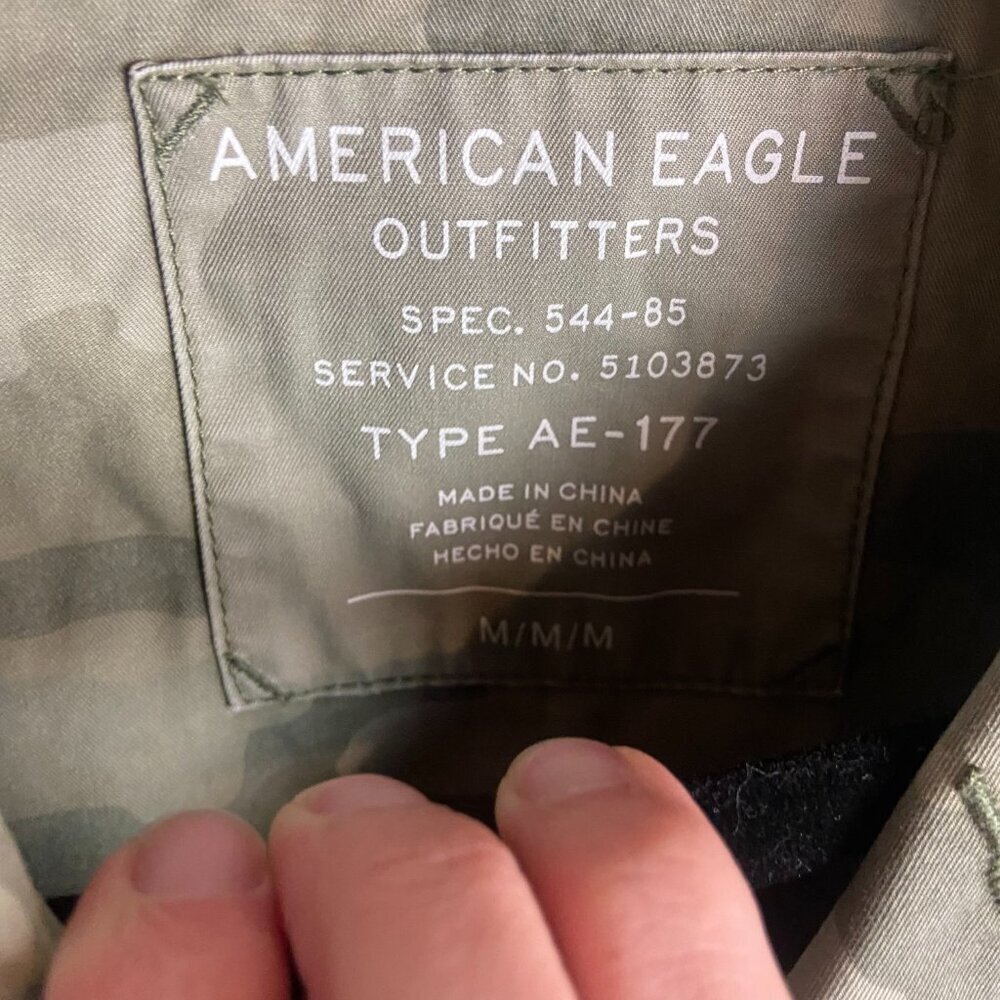 American Eagle Size M Camo Button Down Drawstring Waist Shacket Utility Y2K - Picture 3 of 6